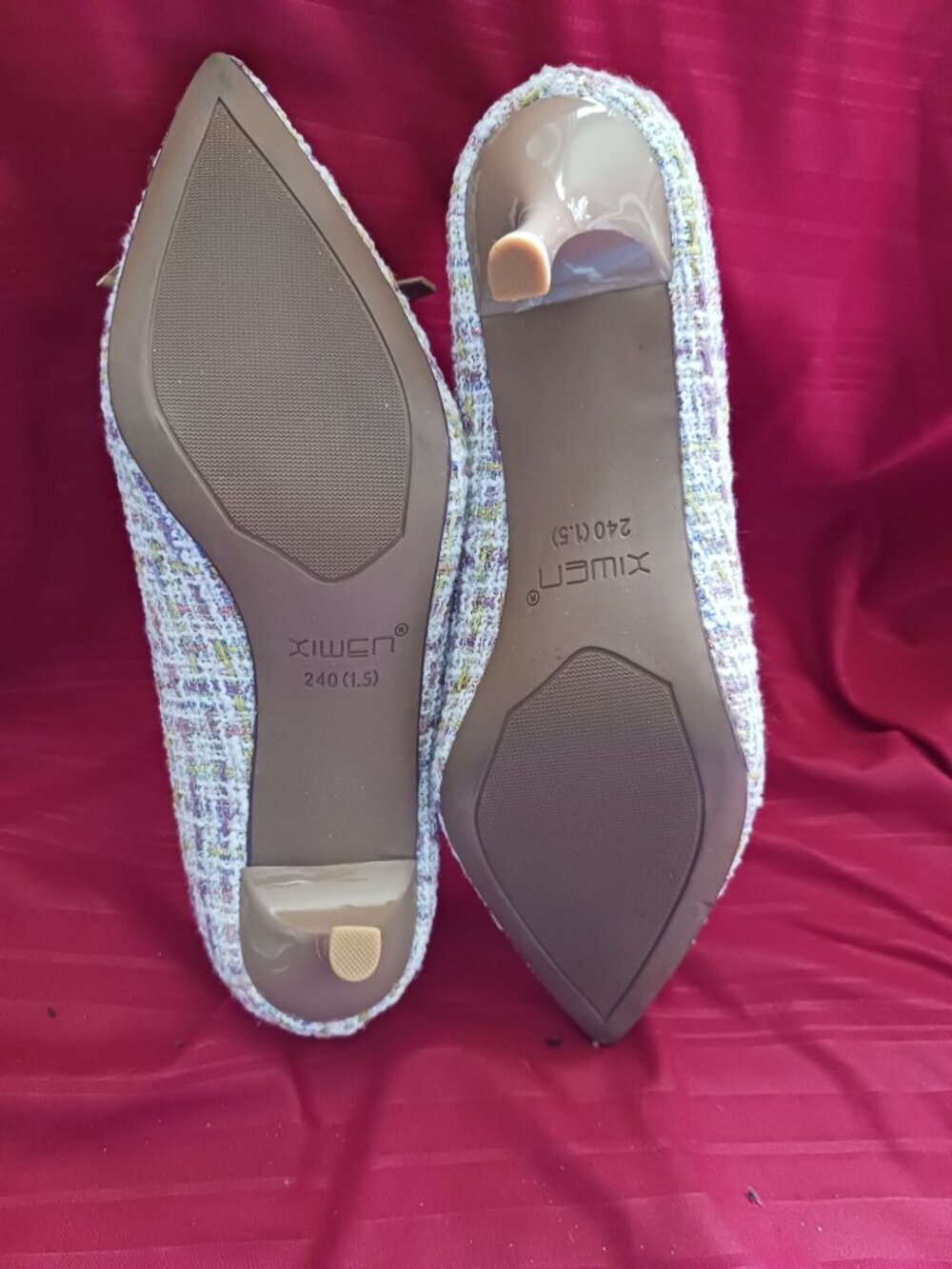 Xiwen Womens Tweed Pointed-Toe Heels With Bow Accent Stiletto multicolor size 36 - Picture 10 of 12